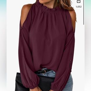 Win red cold shoulder top
